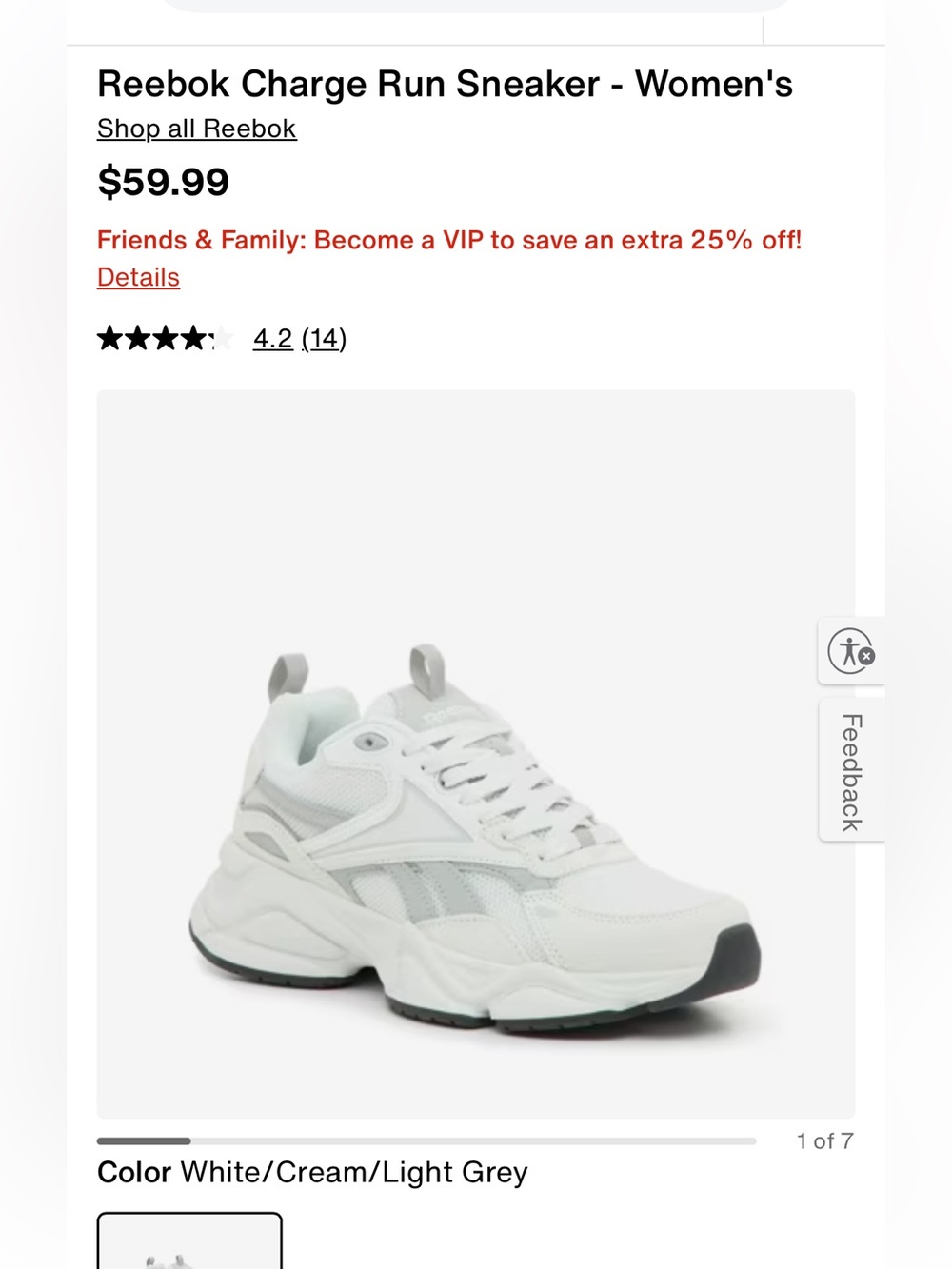 Women’s Reebok Charge Sneaker 🤎